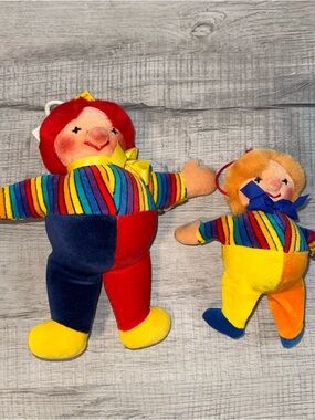 Rare Musical German Steiff Clown Lot Of 2 - Pull String Toy Is NWT Both Numbered